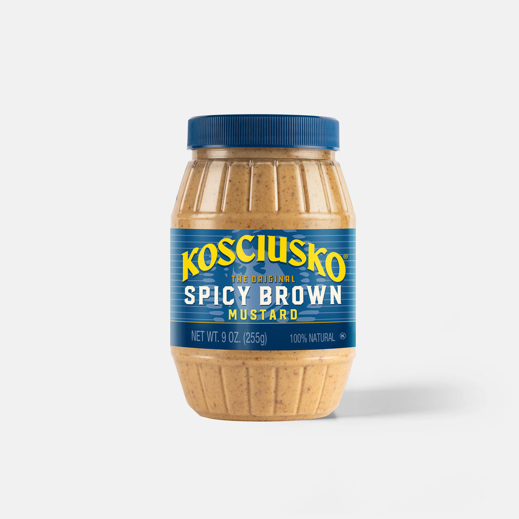Bottle of Kosciusko Spicy Brown original mustard