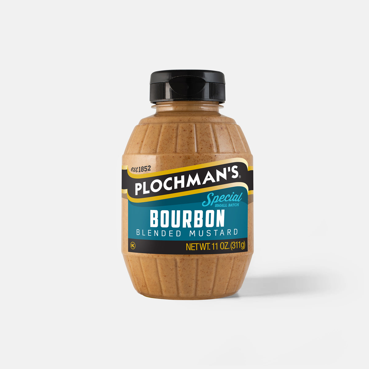 Bottle of Plochman's Bourbon blended mustard 