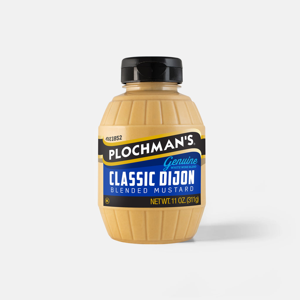 Bottle of Plochman's Classic Dijon blended mustard