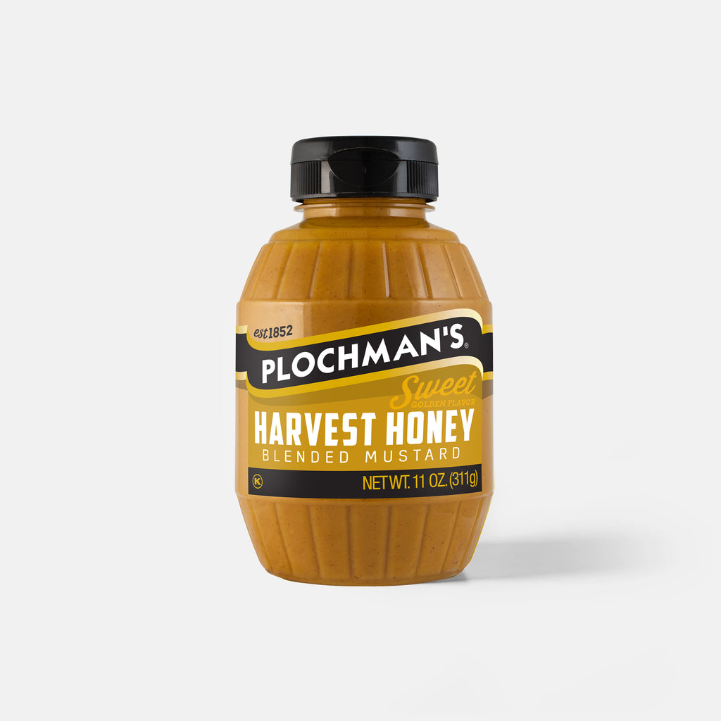 Bottle of Plochman's Harvest Honey blended mustard