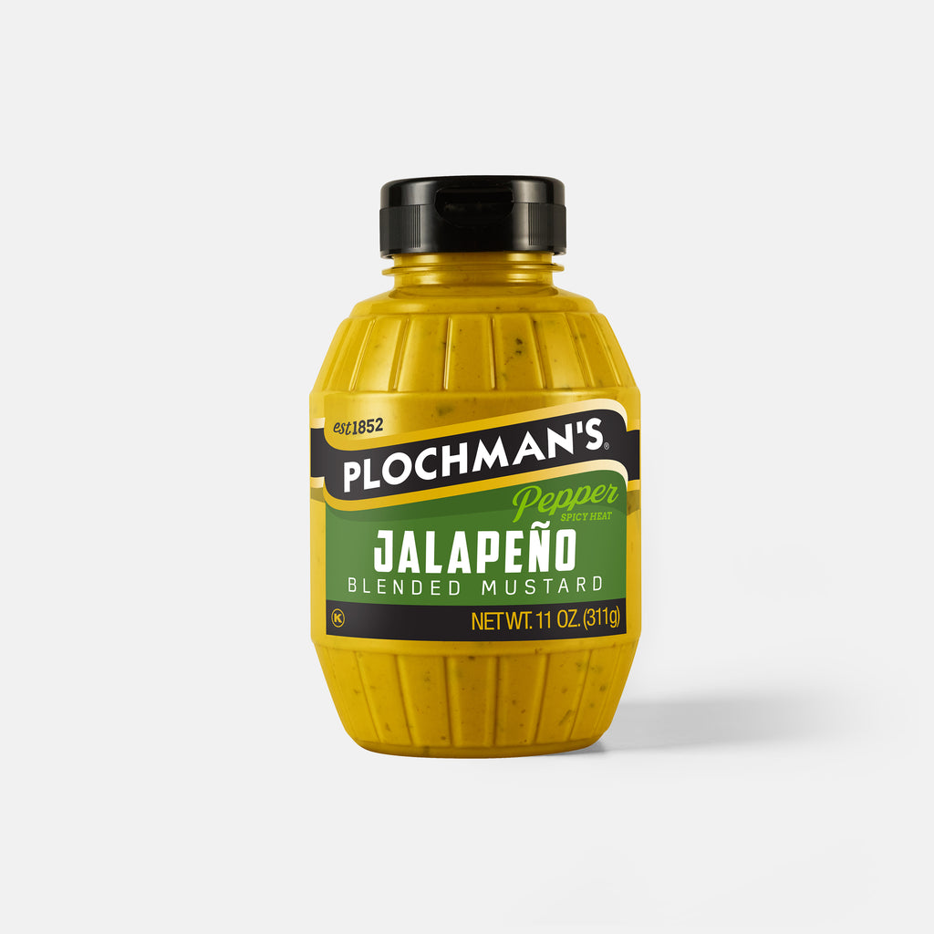 Yellow bottle of Plochman's Jalapeño mustard