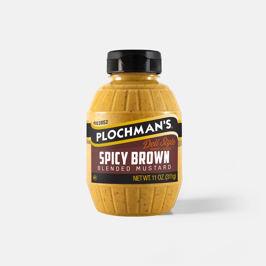 Bottle of Plochman's Spicy Brown blended mustard