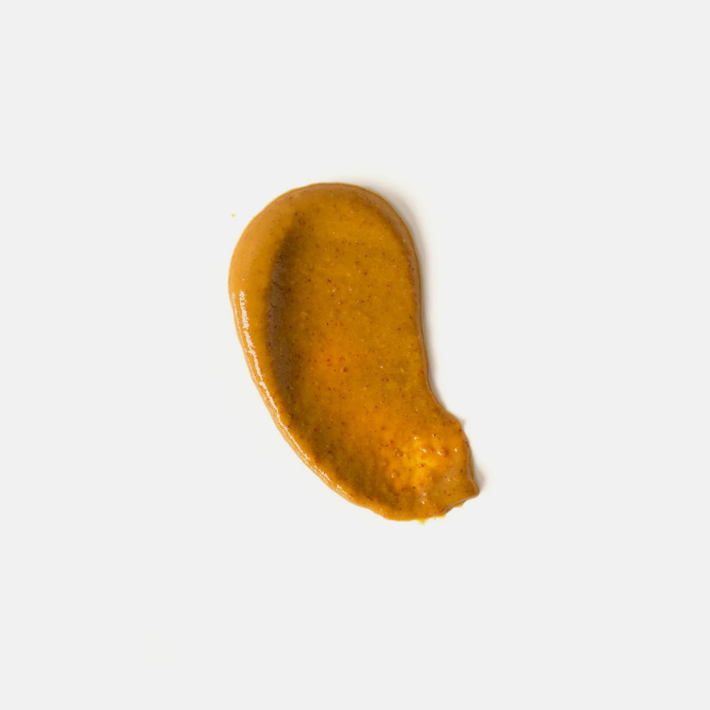 Dark yellow-brown smear of mustard